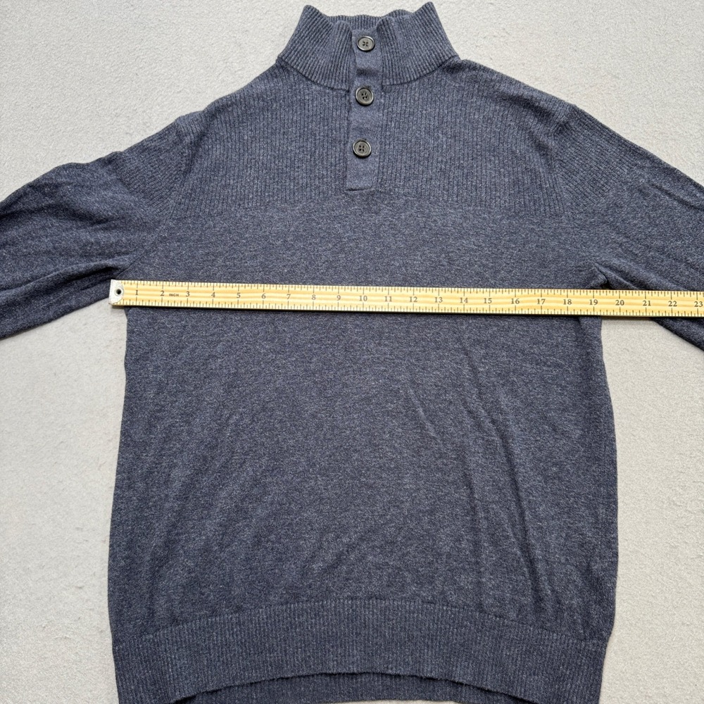 Banana Republic Sweater Men's Small Gray Mockneck Henley Quarter Pullover Preppy - Picture 4 of 6